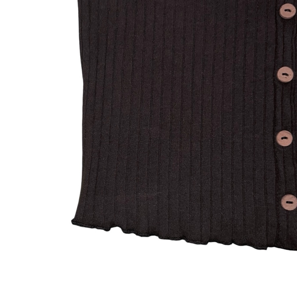 Timing Black Ribbed Crop Top Large - Picture 8 of 9